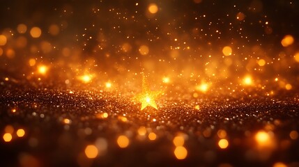 Golden Glitter Background With A Star