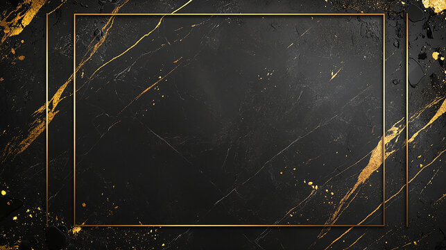 Elegant black marble frame with gold accents