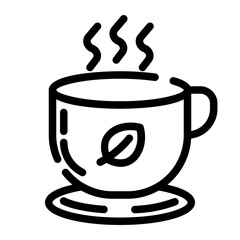 hot tea cut line icon