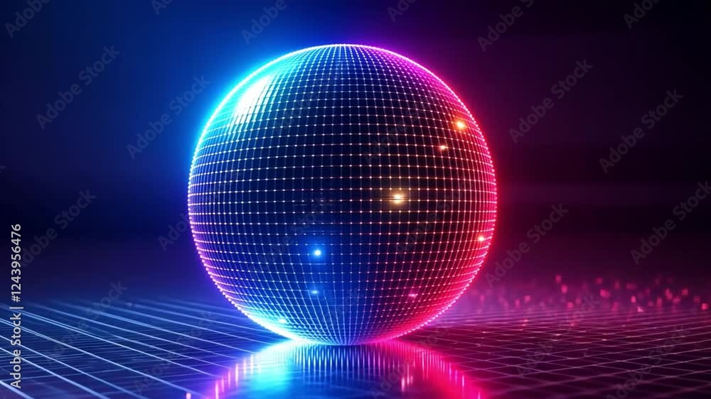 Poster neon orb of light: a vibrant orb of light pulses with a mesmerizing neon glow, bathing a futuristic 