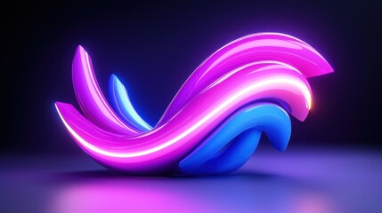 Obraz premium Abstract Pink And Blue Glowing Waves On Dark Background