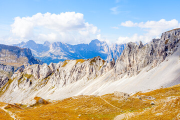 Italian dolomites panorama on a summer day