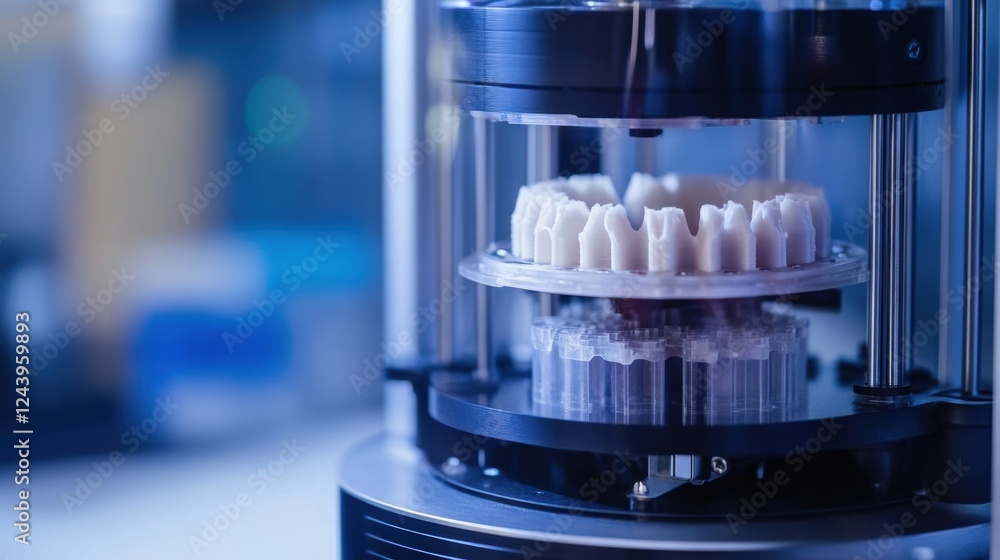 Aufkleber a closeup image of a 3dprinted reagent dispenser emphasizing its modular design with detachable comp