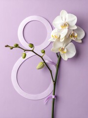 Minimalist Orchid Women's Day Design: Pale Purple Copy Space