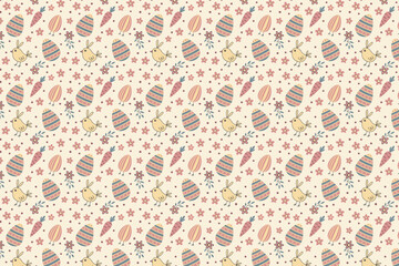 Geometric Floral and Easter Egg Seamless Pattern Vector Art
