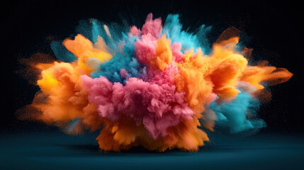 Naklejka premium vibrant explosion of colored particles creates stunning visual display