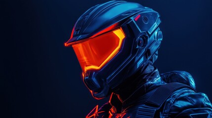 Cyberpunk Futuristic Soldier in Neon Light