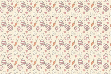 Seamless Easter Egg and Floral Geometric Pattern Design
