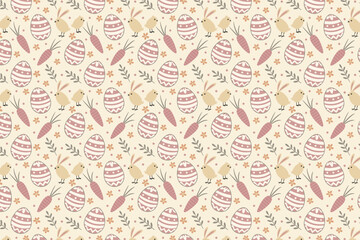 Seamless Easter Egg and Floral Geometric Pattern Design