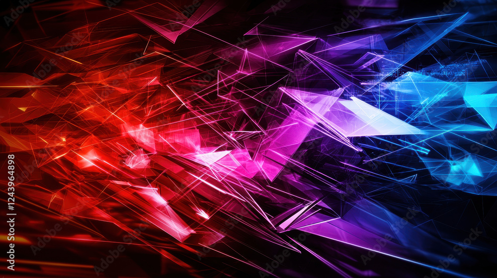 Poster dynamic abstract technology scene with vibrant colors and shapes