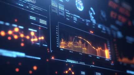 A closeup of a digital monitor showcasing realtime data on stem cell viability and proliferation rates. The glowing graphs and statistics create a visually striking representation of