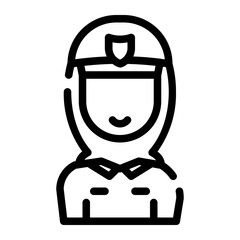 Muslim policewoman avatar cut line icon