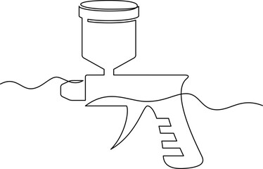 one line art paint gun vector illustration. line art, one continuous line, simple, hand drawn and sketch style. for icons, symbols, signs or logos. PNG