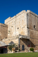 Fototapeta premium Acre, Israel, January 20, 2025. The Hospitaller commandery of Saint-Jean-d'Acre is a monumental complex founded by the Order of St. John of Jerusalem, also known as the Knights Hospitallers.
