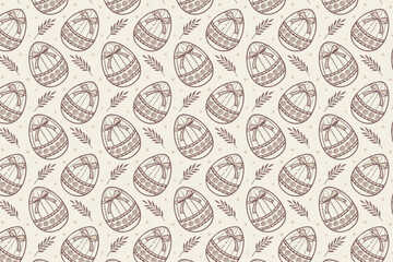 Easter Egg and Floral Seamless Geometric Pattern Vector Background