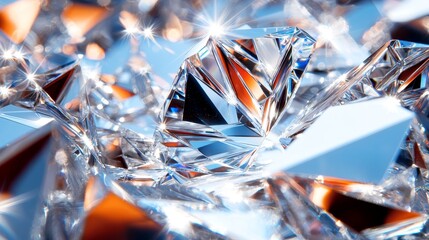 Brilliant Close-Up View of Sparkling Diamonds on Shimmering Surface