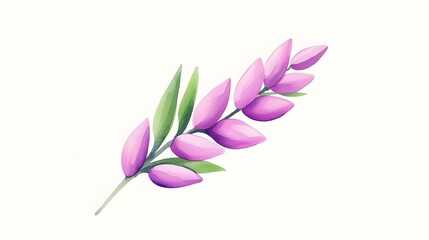 Naklejka premium Elegant Floral Design with Purple Petals and Green Leaves