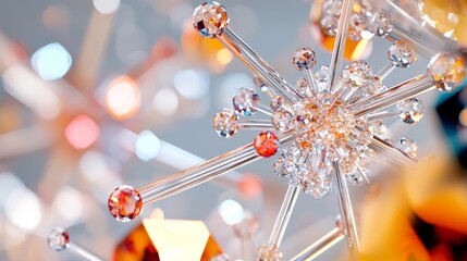 Abstract Close-up of Colorful Crystals and Light Reflections