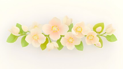 Fototapeta premium Delicate Blossom Arrangement with Soft Pink Flowers and Green Leaves