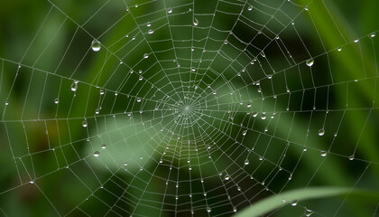 Naklejka premium spider web with dew drops, 