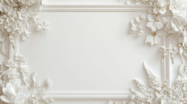Elegant white frame with soft floral accents