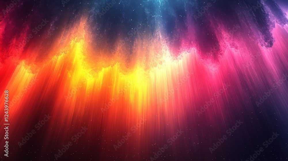 Poster Vibrant cascade of jagged lines in a chaos of colors ignites imagination with dynamic movement and energy in an abstract art piece