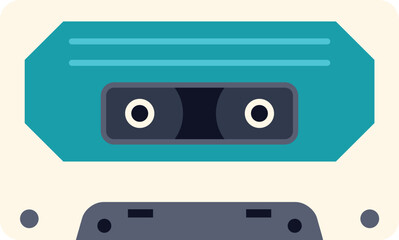 Retro turquoise audio cassette tape isolated on white background, representing music, nostalgia, and analog technology