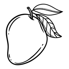 Hand-Drawn Mango Fruit with Leaf on Table