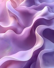 Obraz premium A mesmerizing close-up of flowing pastel fabric in shades of lavender and soft pink, creating a serene and ethereal atmosphere with graceful curves and waves.