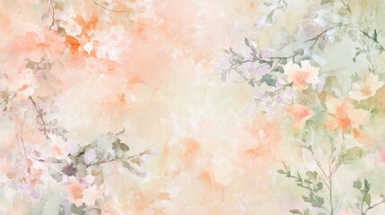 A watercolor painting of a flowery background with a pink and green hue