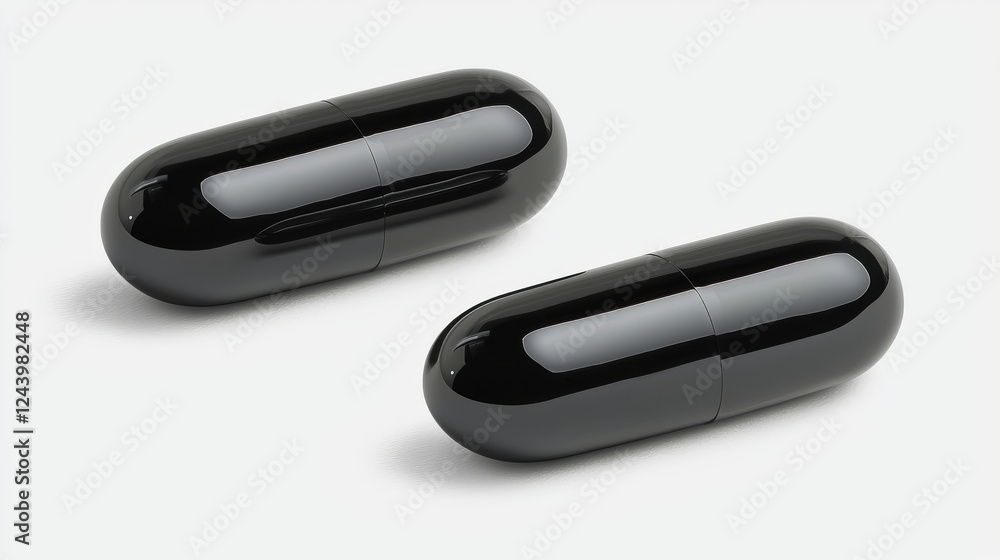 Aufkleber elegant rectangular black capsules set of three with sleek design on light background