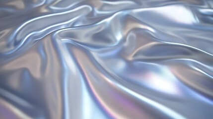 Obraz premium Iridescent Silver Fabric Draped in Soft Waves
