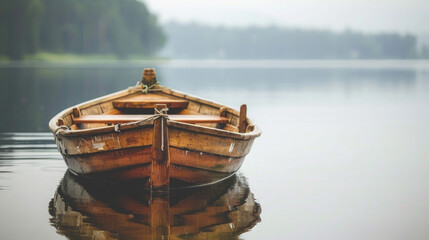 wooden boat in the lake