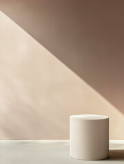 Minimalist Cylindrical Pedestal in Sunlight