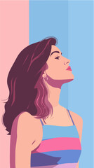 Illustration of a beautiful woman in retro style. Beautiful woman.
