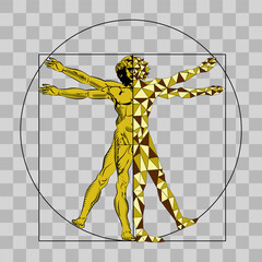Geometric colorful abstract Vitruvian man.