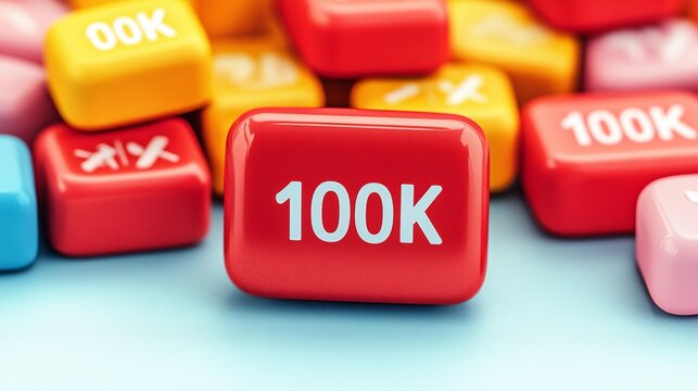 100K Text On Colorful Cubes Illustrating Social Media Followers Milestones Or Business Growth