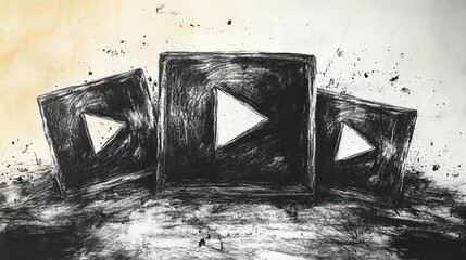 Fototapeta premium Minimalist Black and White Logo Design with Play Button Illustration
