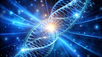 Obraz premium Abstract Representation of DNA Structure with Blue Light Background