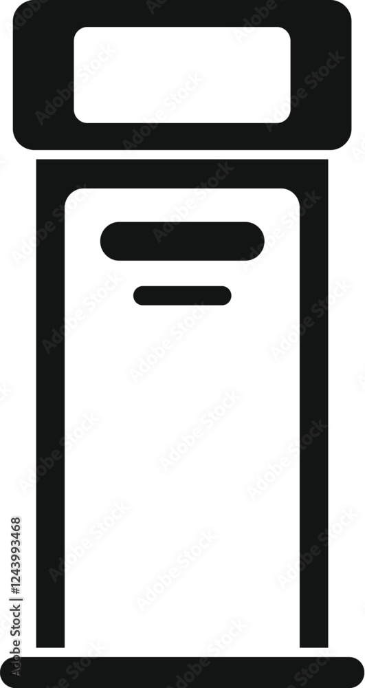 Poster interactive kiosk providing information with a blank screen displaying helpful content for users