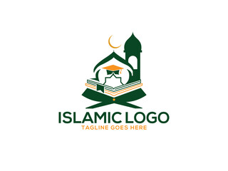 Obraz premium Islamic logo, Mosque icon design vector template