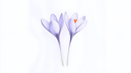 Delicate Purple Crocus Flowers with Orange Stamen on Light Background