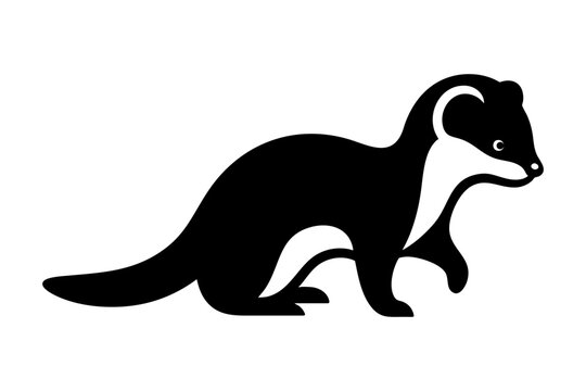 Ermine silhouette monochrome clip art logo illustration