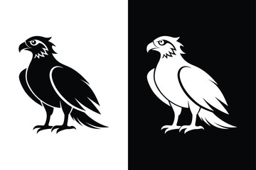 Osprey Bird Icon Black and White Vector.