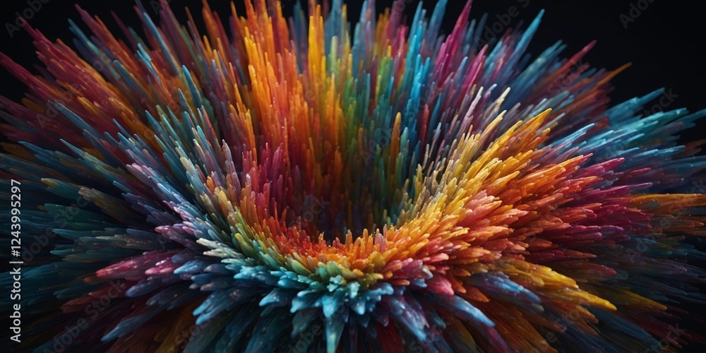 Aufkleber colorful abstract design featuring vivid spikes radiating outward in a mesmerizing circular pattern