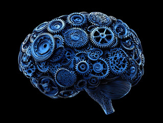 Obraz premium Human brain made of countless interlocking gears turning endlessly, representing mental cycles associated with obsessive-compulsive thoughts and behaviors