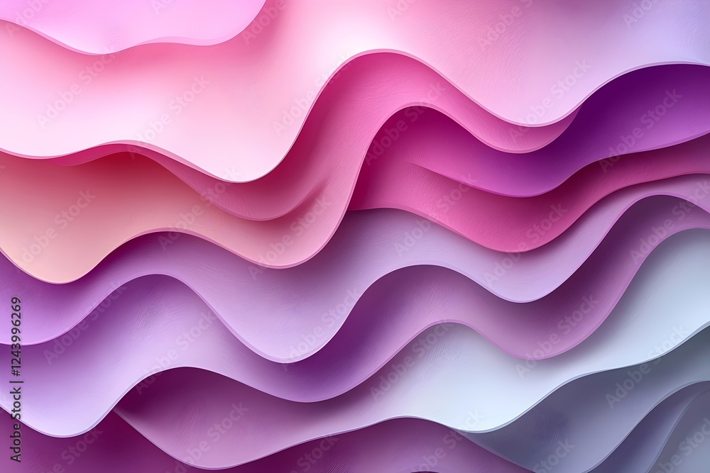 Aufkleber an abstract wave pattern featuring flowing layers of various shades of pink, purple, and white, crea
