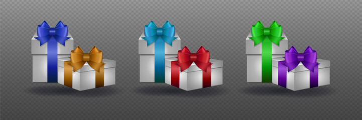 Collection of gift boxes. Gifts for holidays and birthdays. Vector EPS10
