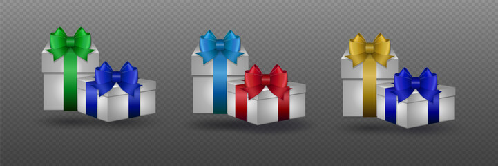 Collection of gift boxes. Gifts for holidays and birthdays. Vector EPS10
