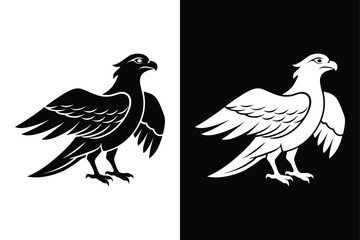 Osprey Bird Icon Black and White Vector.